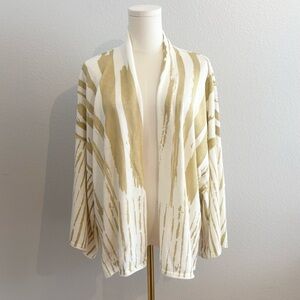 NWOT MarlaWynne 100% Cotton Kimono Cardigan Size 2X Tan Brushstroke Open Front